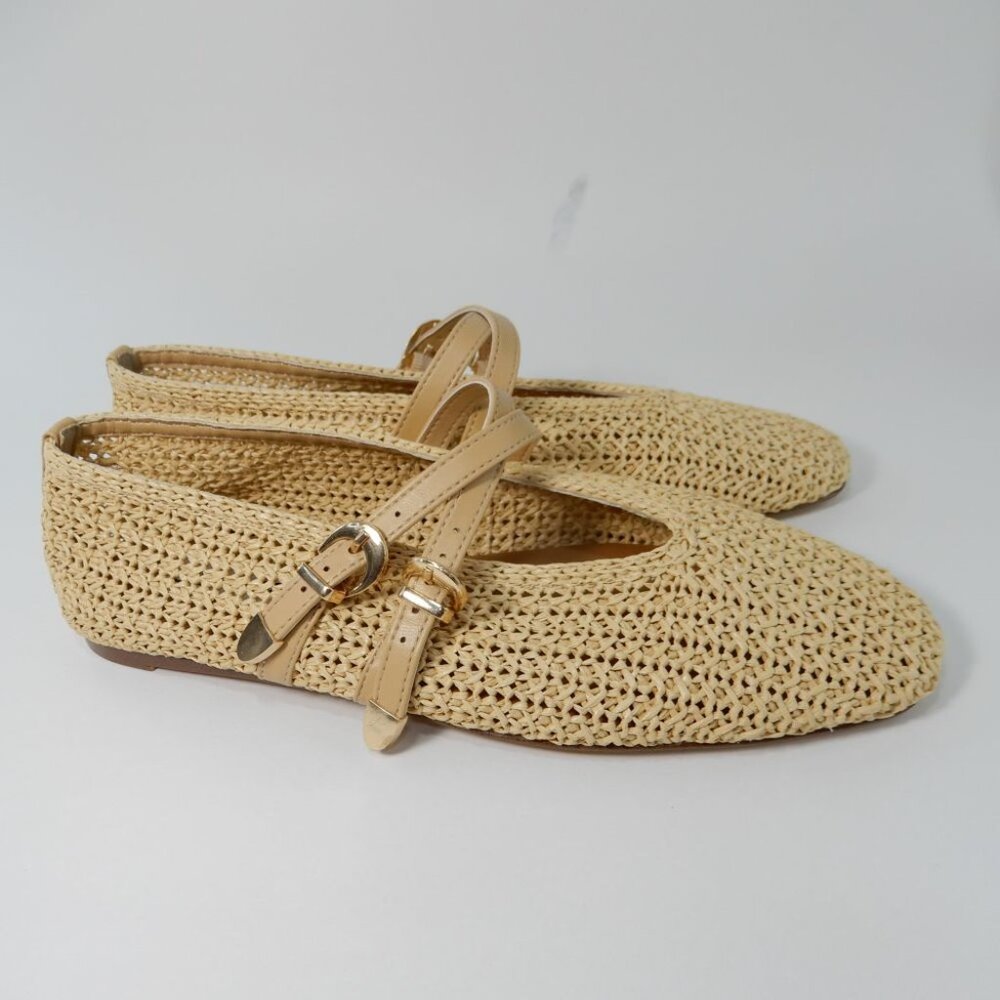 Steve Madden Laney Ballet Flats Mary Jane Size 7 Natural Woven NEW - Picture 6 of 12
